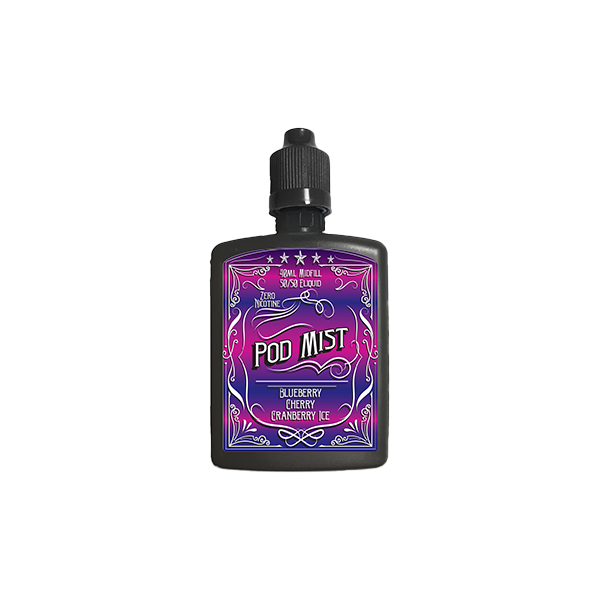 0mg Pod Mist Midfill 40ml Shortfill (50VG/50PG) - Flavour: Blueberry Cherry Cranberry Ice