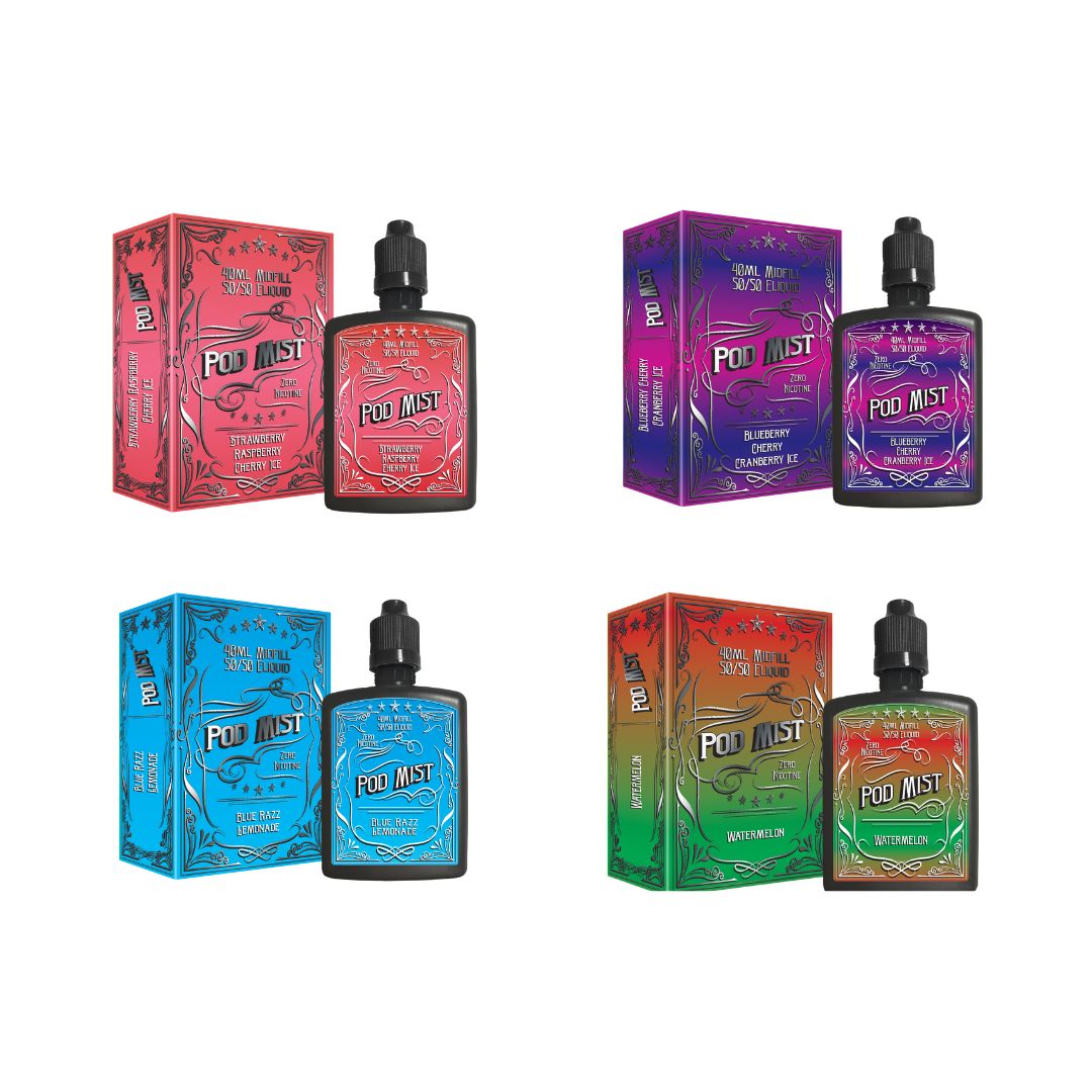 0mg Pod Mist Midfill 40ml Shortfill (50VG/50PG) - Flavour: Grape