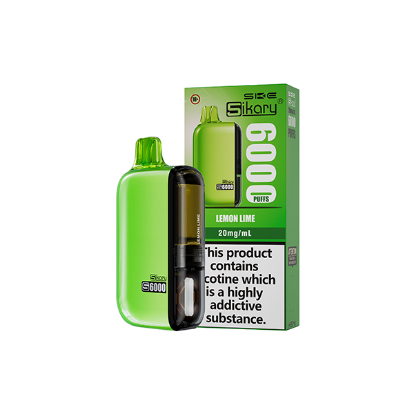 20mg Sikary S6000 Disposable Pod Vape Kit 6000 Puffs - Flavour: Lemon Lime