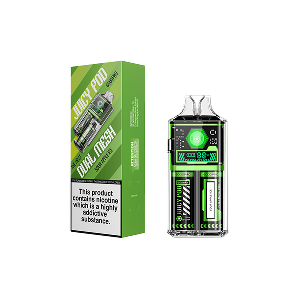 20mg Juicy Pod 6000 Pro Disposable Vape Kit 6000 Puffs (Buy 1 Get 1 Free) - Flavour: Kiwi Passion Fruit Guava