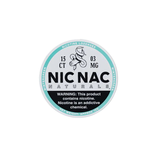 3mg Nic Nac Naturals Nicotine - 15 Lozenge Tablets - Flavour: Wintergreen