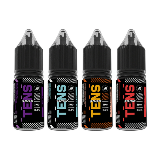 3mg Tens 50/50 10ml (50VG/50PG) - (Full Box) Pack Of 10 - Flavour: Rhubarb Crumble