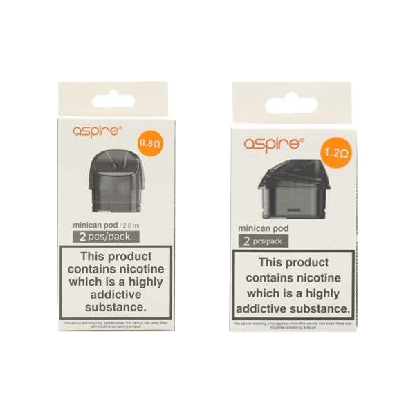 Aspire Minican Replacement Pods Two Pack 2ml (0.8Ohm/1.2Ohm) - Resistances: 1.2ohm