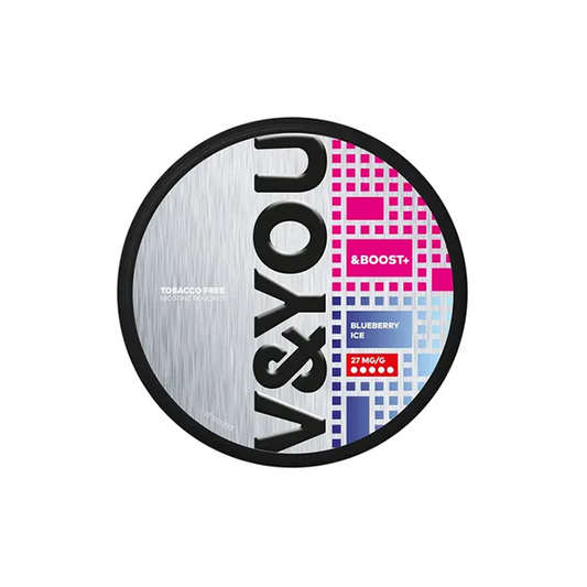 27mg V&YOU Boost+ Nicotine Pouch - 20 Pouches (Buy 1 Get 1 Free) - Flavour: Blueberry Ice
