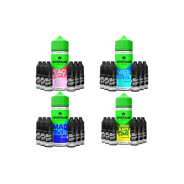 0mg Crystalize Bar Salts 120ml Longfill (50VG/50PG) + 6x Free 20mg Nicotine Shots 10ml - Flavour: Watermelon