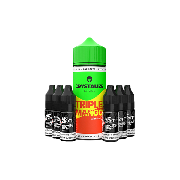 0mg Crystalize Bar Salts 120ml Longfill (50VG/50PG) + 6x Free 20mg Nicotine Shots 10ml - Flavour: Triple Mango