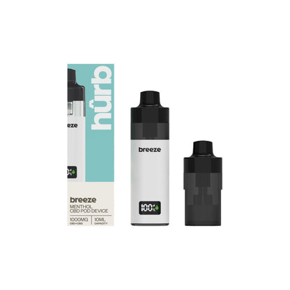 Hurb Breeze CBD 1000mg Prefilled Pod 10ml + Pod Vape Device - Flavour: Mango