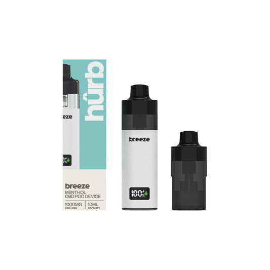 Hurb Breeze CBD 1000mg Prefilled Pod 10ml + Pod Vape Device - Flavour: Mango