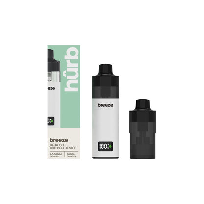 Hurb Breeze CBD 1000mg Prefilled Pod 10ml + Pod Vape Device - Flavour: Mango