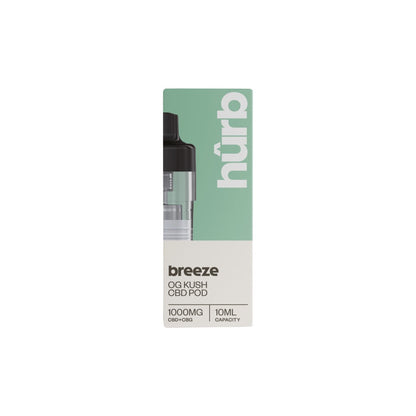 Hurb Breeze CBD 1000mg Pre-filled Pod 10ml - Flavour: Blueberry Raspberry