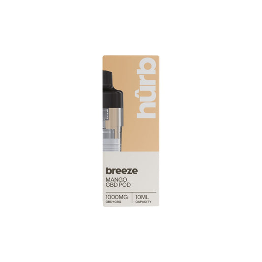 Hurb Breeze CBD 1000mg Pre-filled Pod 10ml - Flavour: Mango