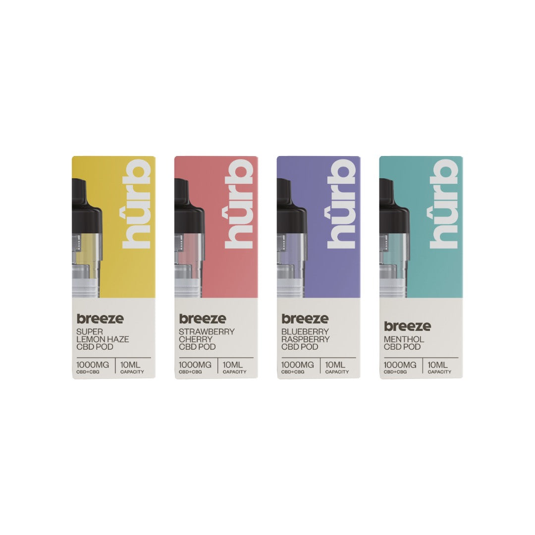 Hurb Breeze CBD 1000mg Pre-filled Pod 10ml - Flavour: Blueberry Raspberry
