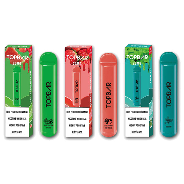 20mg Top Bar Disposable Vape Pod 600 Puffs - Flavour: Green Mango