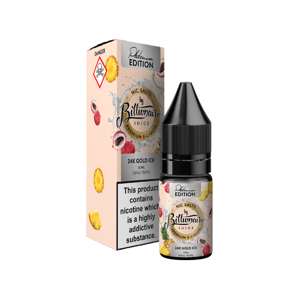 20mg Billionaire Juice Platinum Edition 10ml Nic Salts (50VG/50PG) - Flavour: Crystal Ice