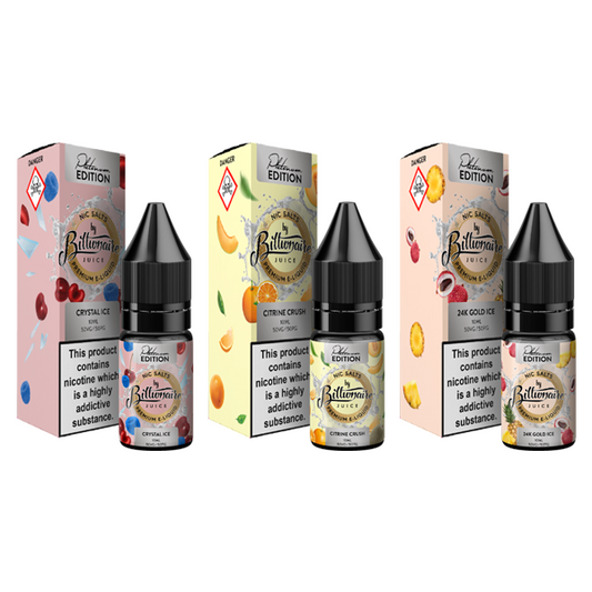 20mg Billionaire Juice Platinum Edition 10ml Nic Salts (50VG/50PG) - Flavour: Crystal Ice