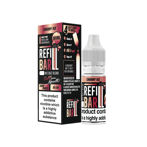 10mg Refill Bar Salts 10ml Nic Salts (50VG/50PG) - Flavour: Apple Pear Peach Ice