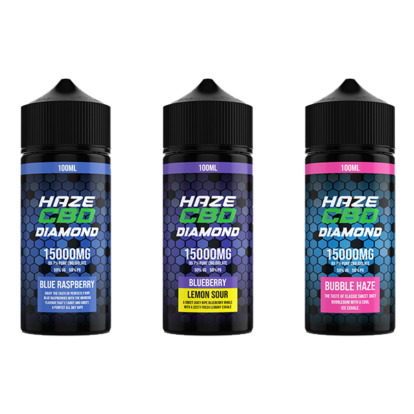 Haze CBD Diamond 15000mg CBD E-Liquid 100ml - Flavour: Blue Raspberry