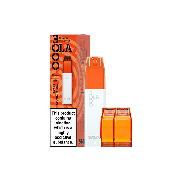 20mg SMPO Ola 3000 Prefilled Pod Vape Kit - 2ml (Pack of 3) - Flavour: Strawberry Cheesecake