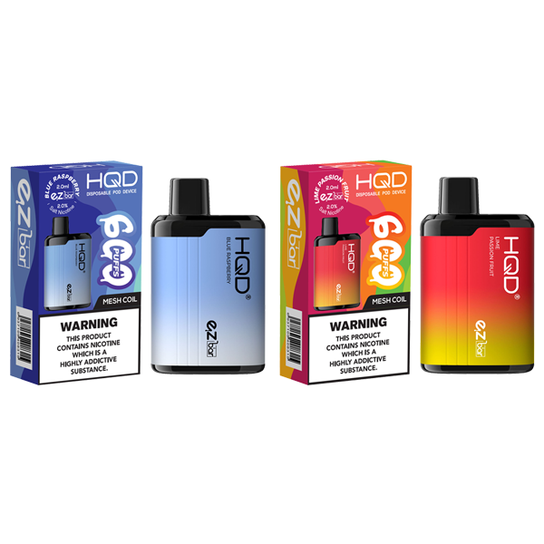 20mg HQD EZ Bar Disposable Vape Device 600 Puffs - Flavour: Blueberry Lemon