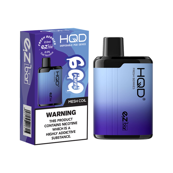 20mg HQD EZ Bar Disposable Vape Device 600 Puffs - Flavour: Frozen Watermelon Raspberry