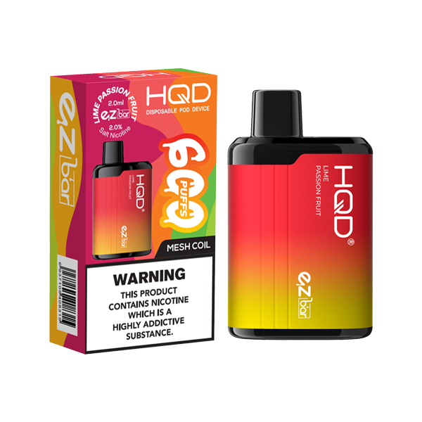 20mg HQD EZ Bar Disposable Vape Device 600 Puffs - Flavour: Blueberry Lemon