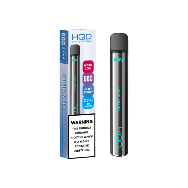 20mg HQD 600 Disposable Vape Device 600 Puffs - Flavour: Black Ice