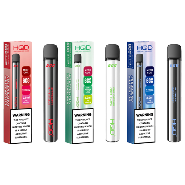 20mg HQD 600 Disposable Vape Device 600 Puffs - Flavour: Grape Ice
