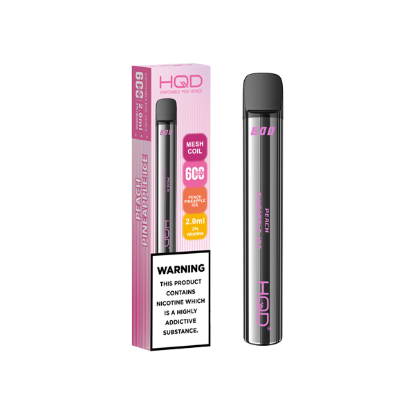 20mg HQD 600 Disposable Vape Device 600 Puffs - Flavour: Black Ice