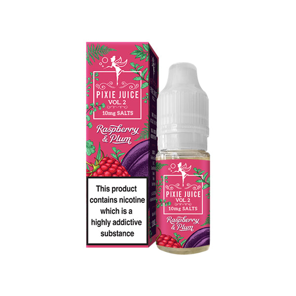 10mg Pixie Juice Volume 2 10ml Nic Salts (50VG/50PG) - Flavour: Raspberry & Plum