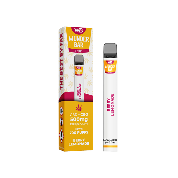 Wunderbar 500mg CBD + CBG Disposable Vape Device 700 Puffs - Flavour: Peach Ice