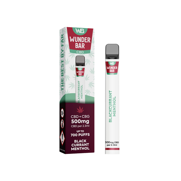 Wunderbar 500mg CBD + CBG Disposable Vape Device 700 Puffs - Flavour: Grape Watermelon Ice