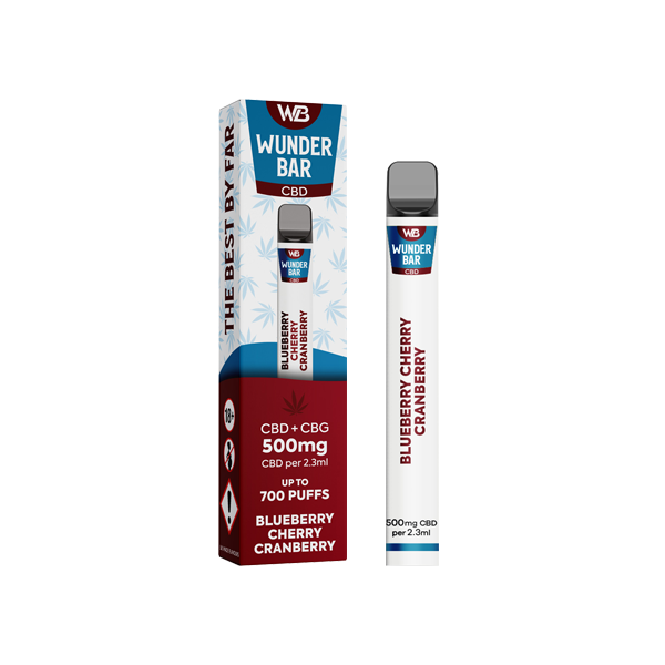Wunderbar 500mg CBD + CBG Disposable Vape Device 700 Puffs - Flavour: Peach Ice