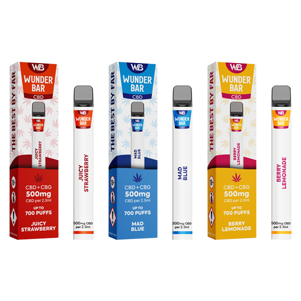 Wunderbar 500mg CBD + CBG Disposable Vape Device 700 Puffs - Flavour: Peach Ice