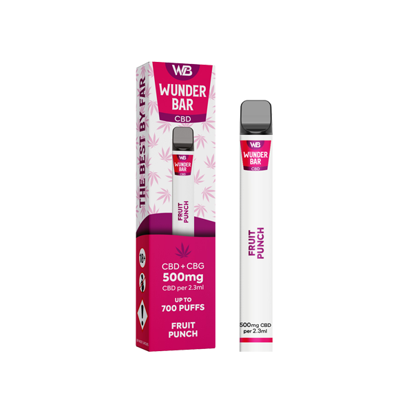 Wunderbar 500mg CBD + CBG Disposable Vape Device 700 Puffs - Flavour: Peach Ice