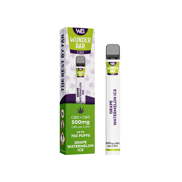 Wunderbar 500mg CBD + CBG Disposable Vape Device 700 Puffs - Flavour: Peach Ice