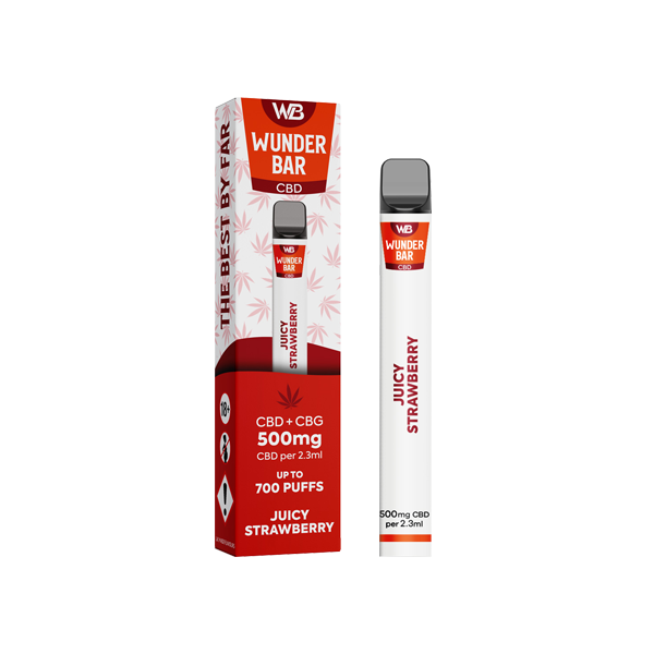 Wunderbar 500mg CBD + CBG Disposable Vape Device 700 Puffs - Flavour: Peach Ice