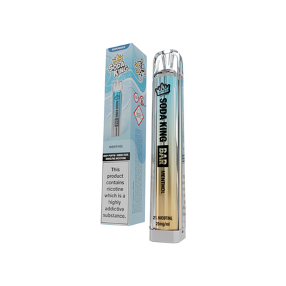 20mg Soda King Bar Disposable Vape Device 600 Puffs - Flavour: Menthol