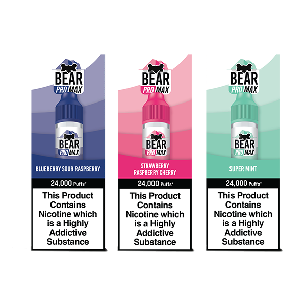 Bear Pro Max 75ml Shortfill includes 4X 20mg Salt Nic Shots - Flavour: Strawberry Blast