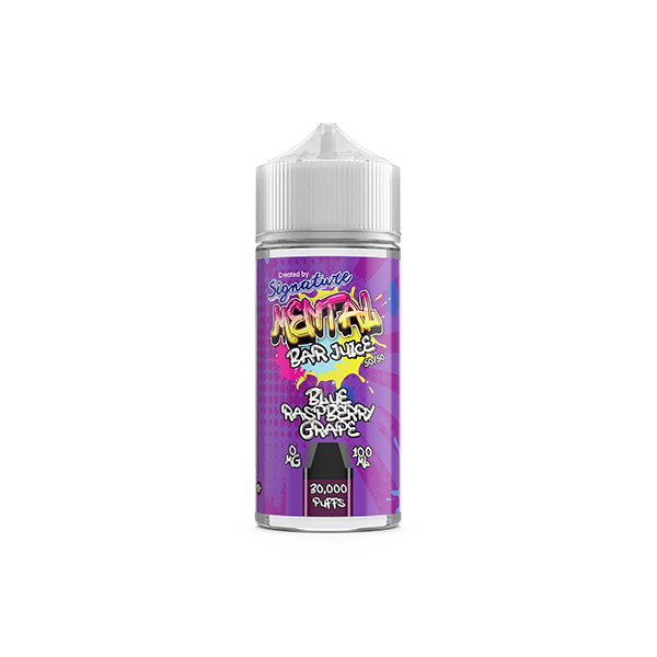 0mg Signature Mental Bar Juice 100ml Shortfill (50PG/50VG) - Flavour: Blue Raspberry