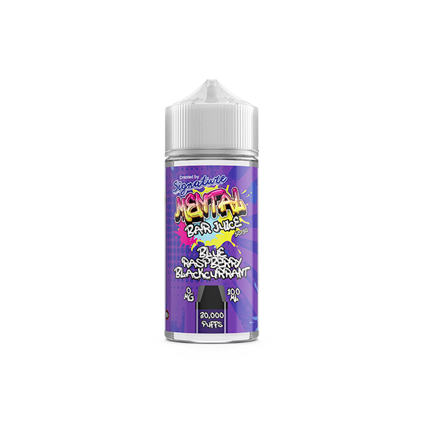 0mg Signature Mental Bar Juice 100ml Shortfill (50PG/50VG) - Flavour: Blue Raspberry Grape