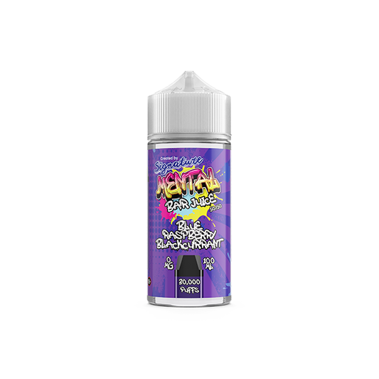 0mg Signature Mental Bar Juice 100ml Shortfill (50PG/50VG) - Flavour: Blue Raspberry Blackcurrant