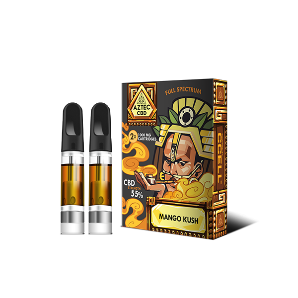 Aztec CBD 2 x 1000mg Cartridge Kit - 1ml - Flavour: White Widow