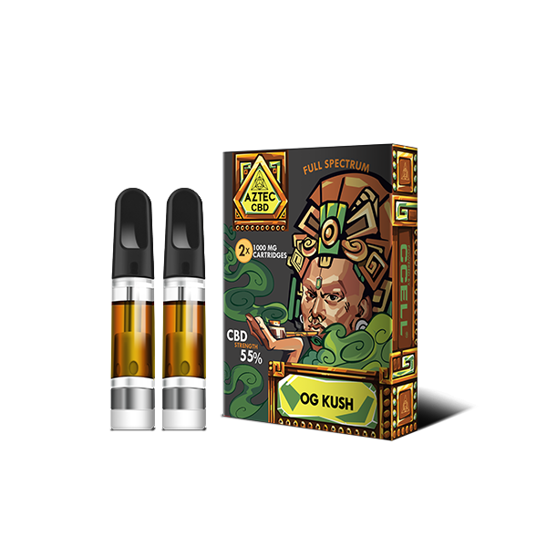 Aztec CBD 2 x 1000mg Cartridge Kit - 1ml - Flavour: White Widow