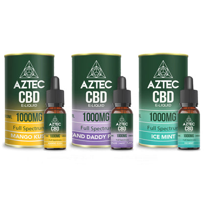 Aztec CBD 1000mg CBD Vaping Liquid 10ml (50PG/50VG) - Flavour: Ice Mint