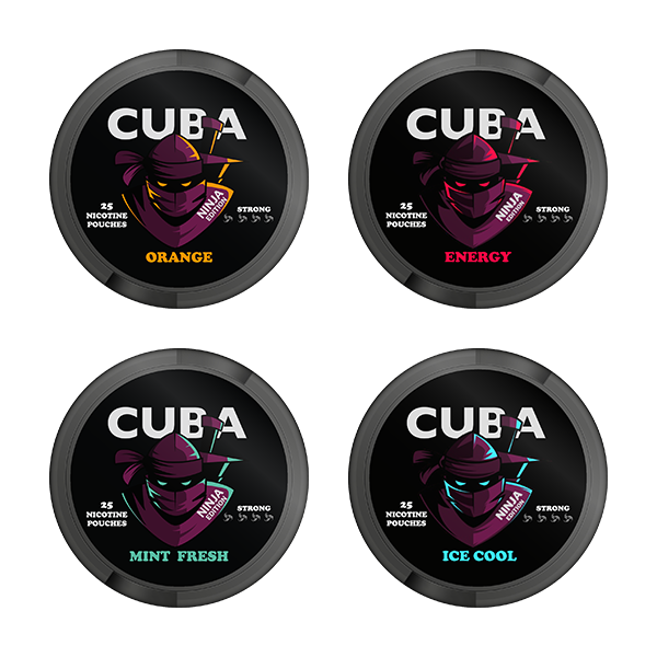 30mg CUBA Ninja Nicotine Pouches - 25 Pouches - Flavour: Energy