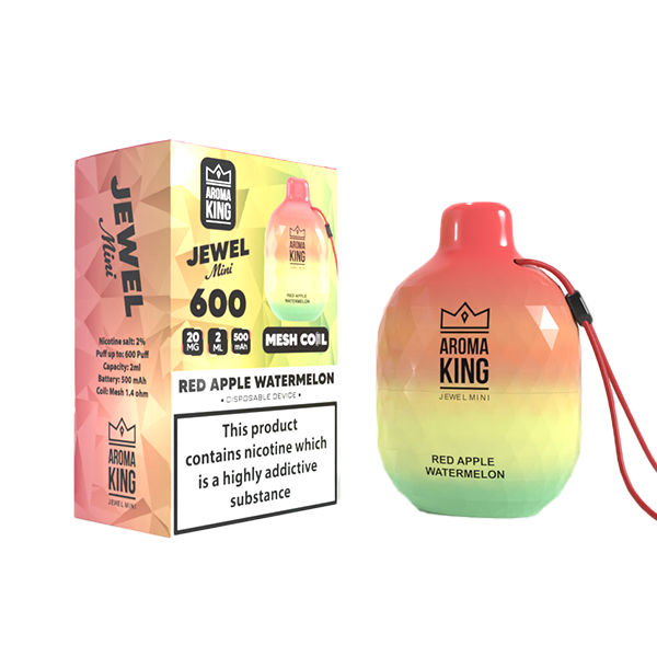 0mg Aroma King Jewel Mini Disposable Vape Device 600 Puffs - Flavour: Rainbow Candy