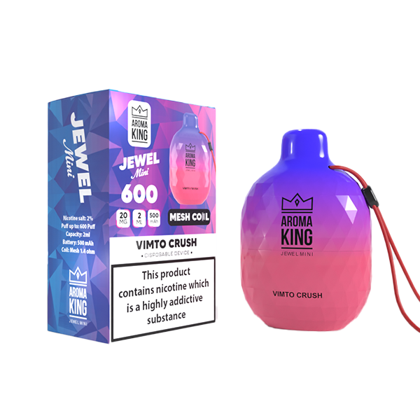 0mg Aroma King Jewel Mini Disposable Vape Device 600 Puffs - Flavour: Blueberry Raspberry