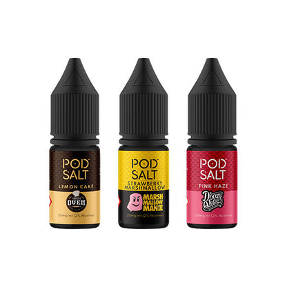 20mg Pod Salt Fusions 10ml Nic Salt (50VG/50PG) - Flavour: Bubble Blue