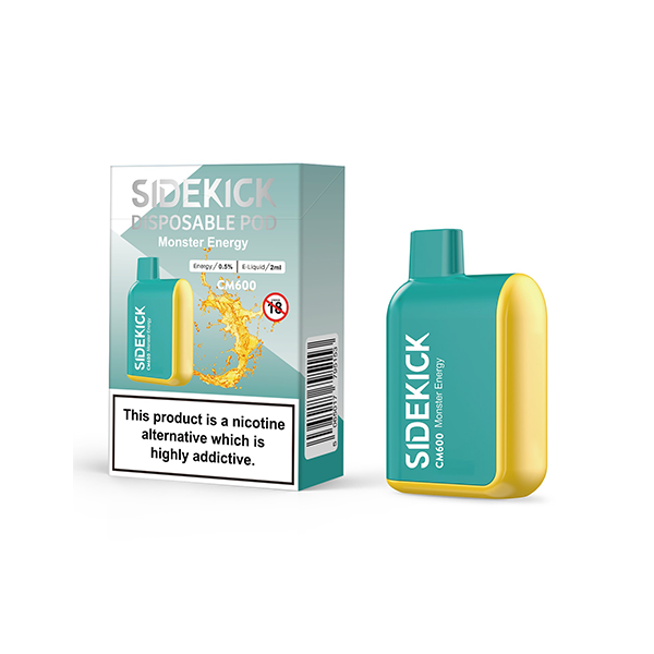 0mg SideKick Energy Caffeine Disposable Vape 600 Puff - Flavour: Watermelon Lush Ice