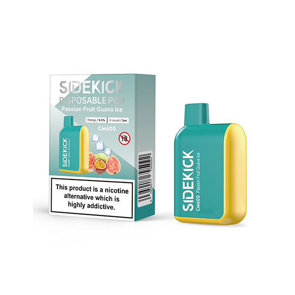 0mg SideKick Energy Caffeine Disposable Vape 600 Puff - Flavour: Watermelon Lush Ice